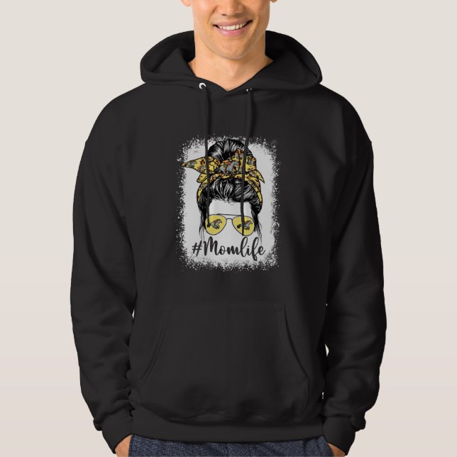 Cute Equestrian Mom Life Messy Bun Game Day Mother Hoodie (Framsida)