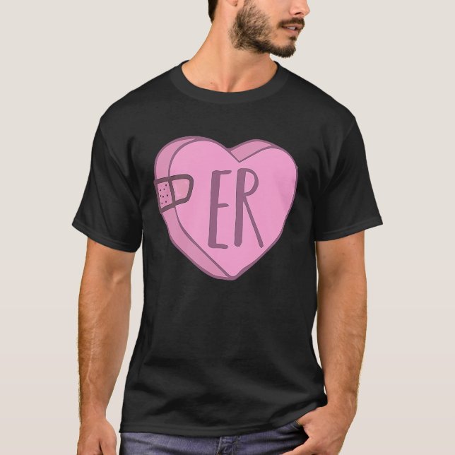 Cute ER Nurse Candy Heart för Valentines day SCrub T Shirt (Framsida)
