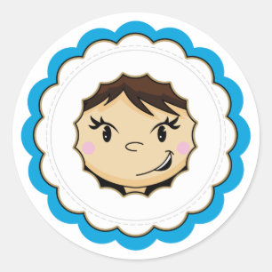 Cute Eskimo Ansikte Sticker Runt Klistermärke