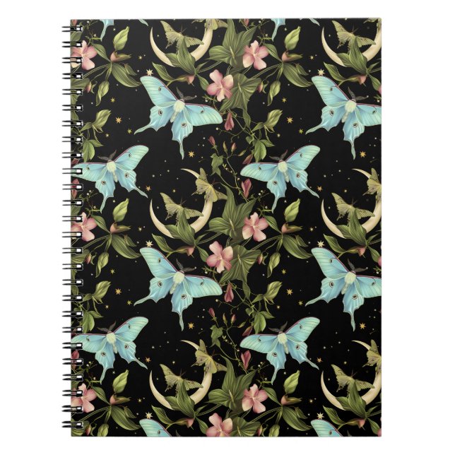 Cute Etheral Witchy Moth Måne bärbar dator Anteckningsbok (Framsidan)