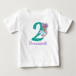 Cute Ethnic Sjöjungfru 2:a födelsedagen T-Shirt