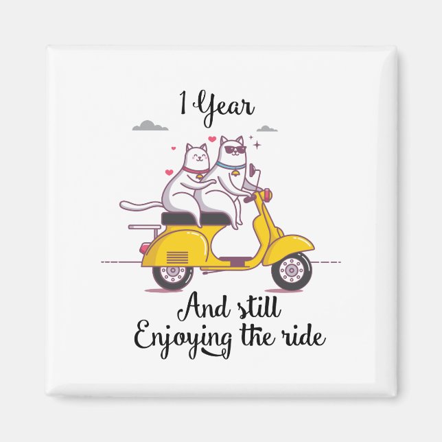 Cute ett år-årsjubileum för honom och henne magnet (Framsidan)