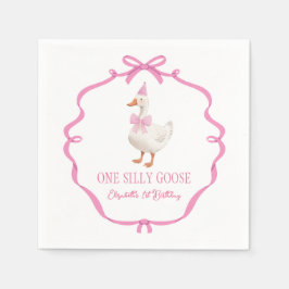 Cute Ett Fånig går Rosa Bow första födelsedag Pappersservett