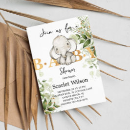 Cute Eucalipt Baby Elephant Baby Shower Inbjudningar