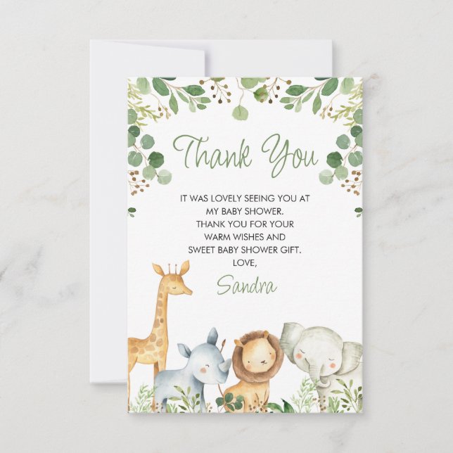 Cute Eucalyptus Foliage Safari Baby Shower Card Inbjudningar (Framsida)