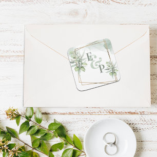 Cute Eucalyptus Löv Elegant Greenery Bröllop Fyrkantigt Klistermärke