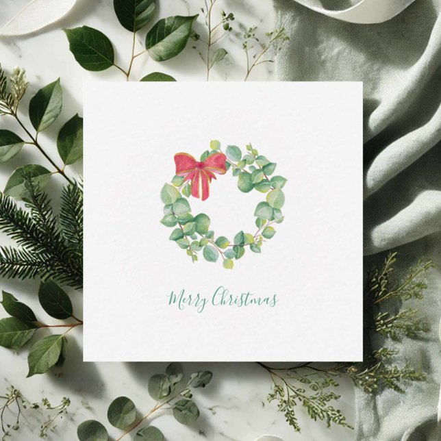 Cute Eucalyptus Utandning Vattenfärg jul Anteckningskort (Mini Christmas cards watercolor eucalyptus art by Victoria Grigaliunas Do Tell A Belle)