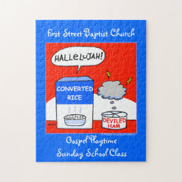 Cute Evangelical Christian Tecknad Church Kitchen Pussel