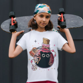 Cute Evil Cat Spirit som fångats i Rosa Potion Fla T Shirt
