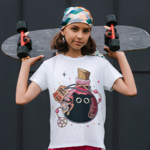 Cute Evil Cat Spirit som fångats i Rosa Potion Fla T Shirt
