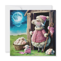 Cute Ewe och Lamb Greeting Card