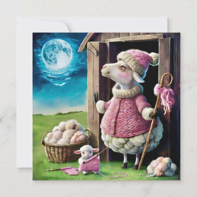 Cute Ewe och Lamb Greeting Card Julkort (Framsida)