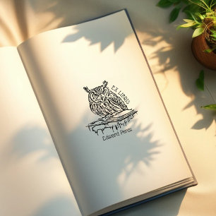 Cute Ex Libris Uggla bokplåt Stämpel