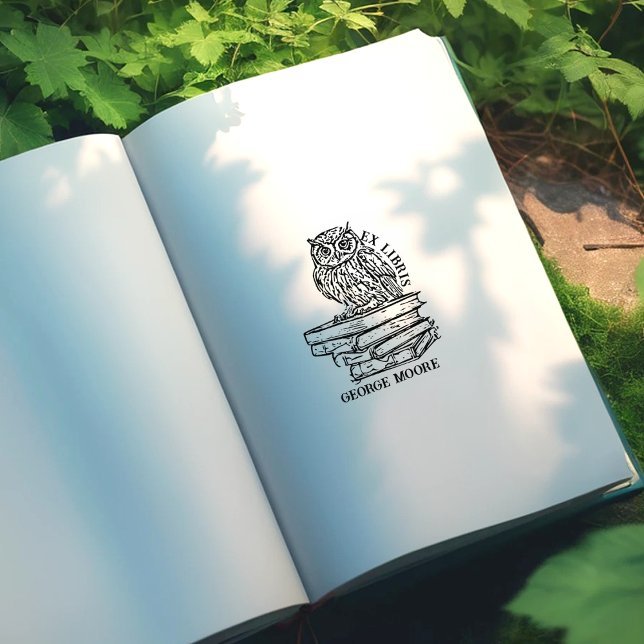 Cute Ex Libris Uggla bokplåt Stämpel (Skapare uppladdad)