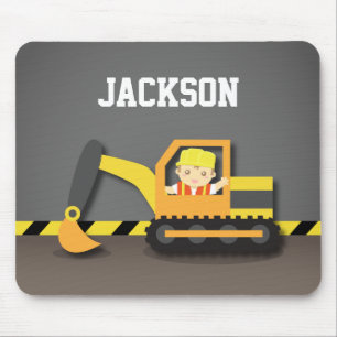 Cute Excavator Construction Builder Boy Mousepad Musmatta