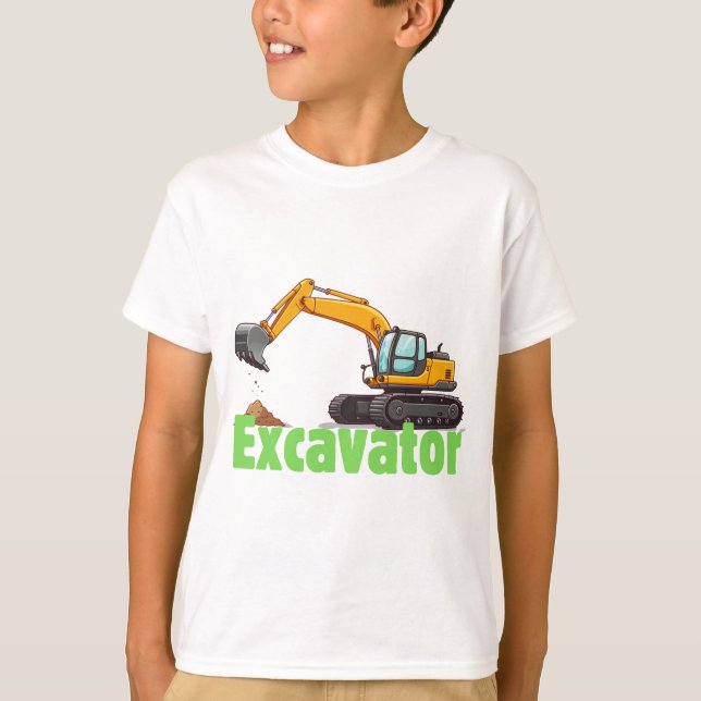 Cute Excavator Kids T-Shirt (Framsida)