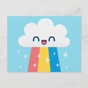 Cute Exced Rainbow Cloud med Sparkles Vykort