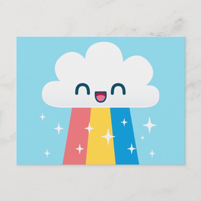 Cute Exced Rainbow Cloud med Sparkles Vykort (Framsida)