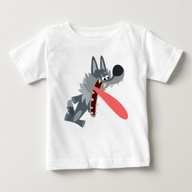 Cute Exced Tecknad Varg Baby T-Shirt (Framsida)