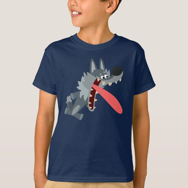 Cute Exced Tecknad Varg Children T-Shirt (Framsida)