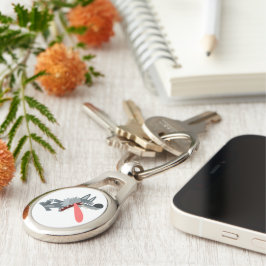 Cute Exced Tecknad Varg Metall Keychain Ovalt Silverfärgad Nyckelring