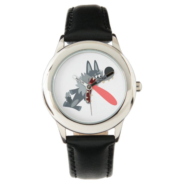 Cute Exced Tecknad Varg Watch Armbandsur (Framsida)