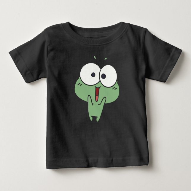 Cute-exciterad tecknad-groda t shirt (Framsida)
