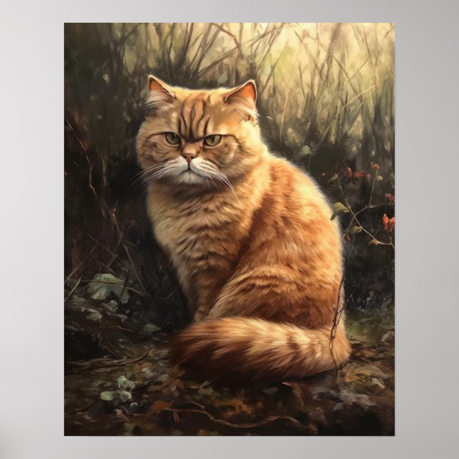Cute Exotic Shorthair Cat Art Print Poster (Framsidan)