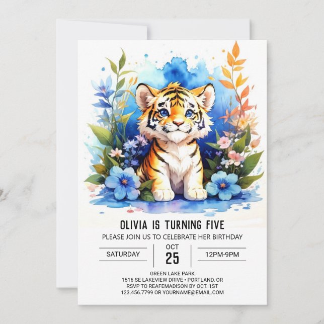 Cute Explorer Tiger Boy Birthday Inbjudningar (Framsida)