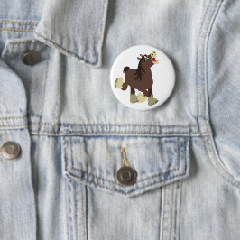 Cute Exuberant Tecknad Shire Horse Button Badge Knapp