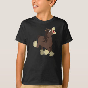 Cute Exuberant Tecknad Shire Horse Kids T-Shirt