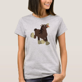 Cute Exuberant Tecknad Shire Horse Women T-Shirt