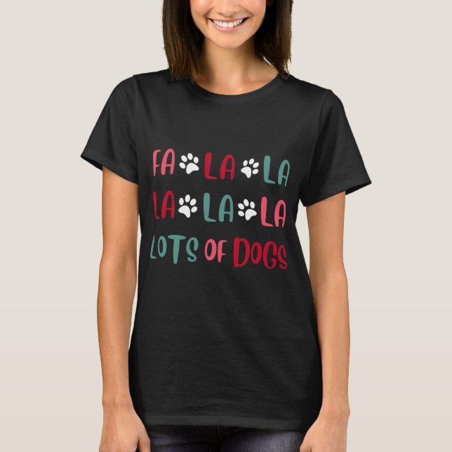 Cute Fa la lots Hundar jul Hund Julafton T Shirt (Framsida)