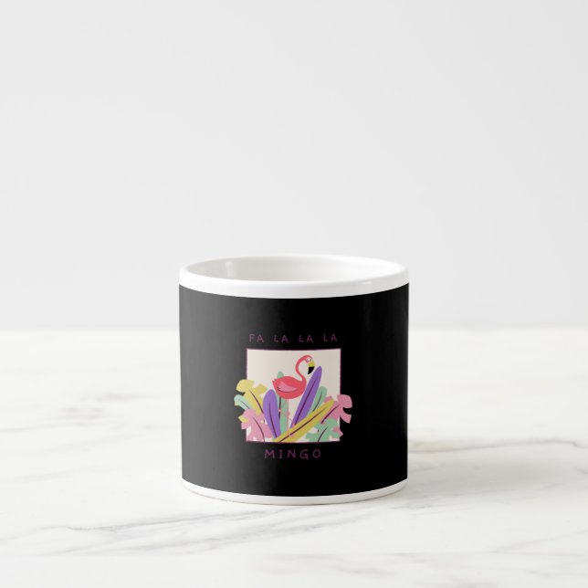Cute Fa La Mingo jul Falala Snö Flamingo Espressomugg (Framsidan)