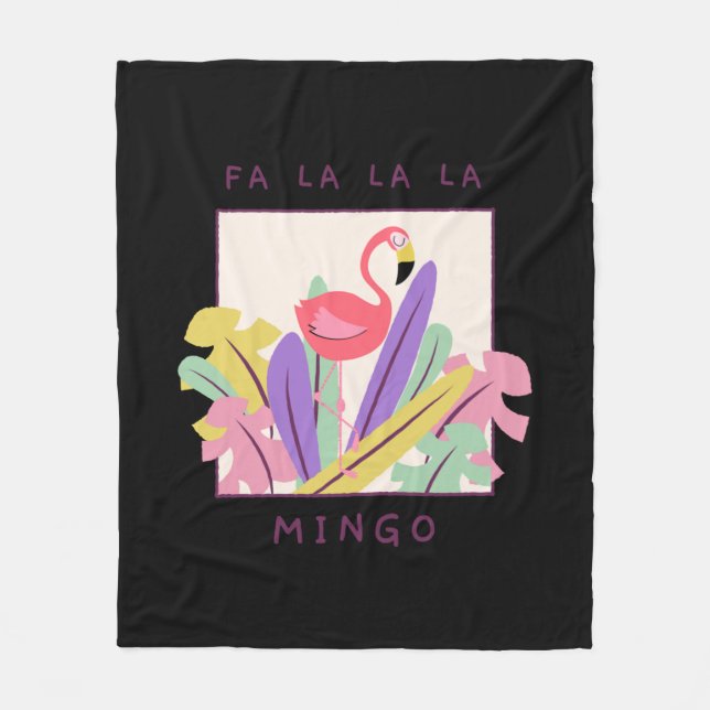 Cute Fa La Mingo jul Falala Snö Flamingo Fleecefilt (Framsidan)