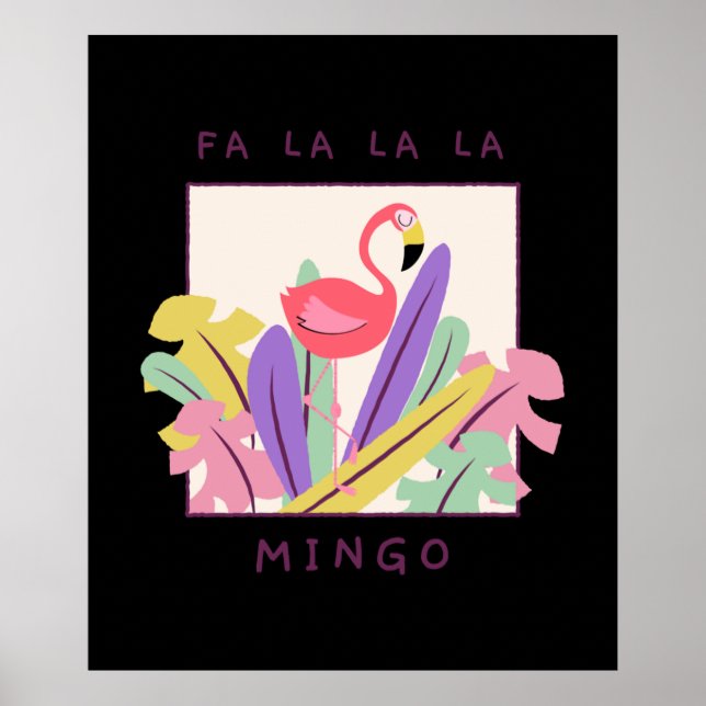 Cute Fa La Mingo jul Falala Snö Flamingo Poster (Framsidan)