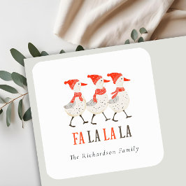 Cute Fa La Red Winter Quacking Ankor Fyrkantigt Klistermärke