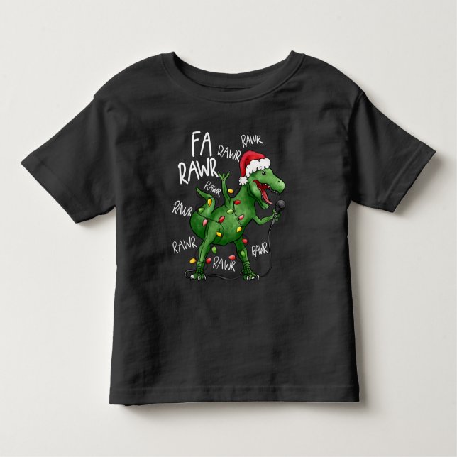 Cute Fa Rawr Rawr Singing jul Dinosaur T Shirt (Framsida)