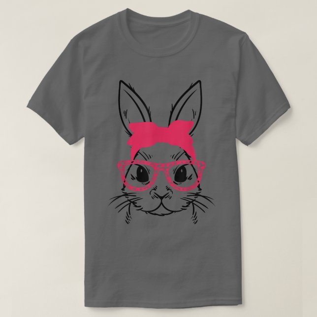 Cute Face Bunny Rabbit Glasses Bandana Happy Easte T Shirt (Design framsida)