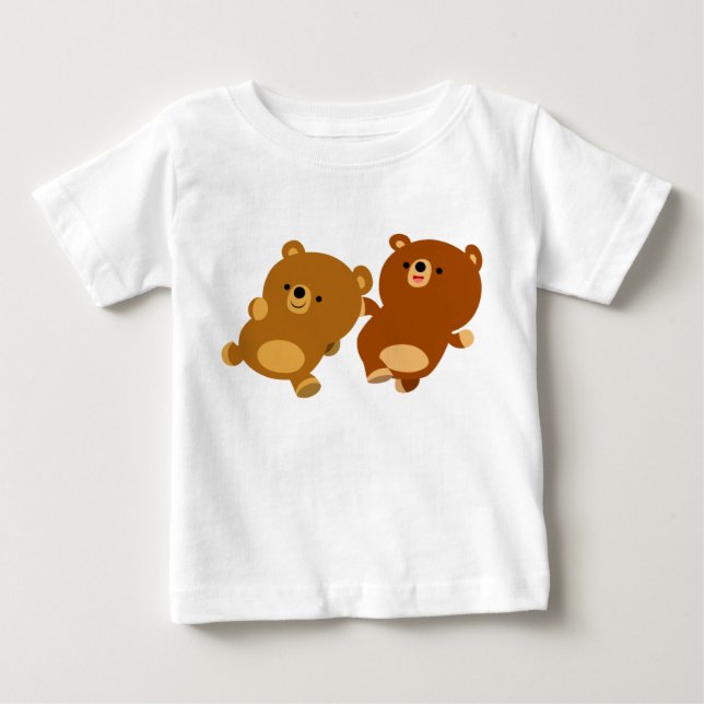 Cute Facetious Tecknad Bears Baby T-Shirt (Framsida)