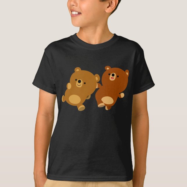 Cute Facetious Tecknad Bears Barn T- Shirt Tee (Framsida)