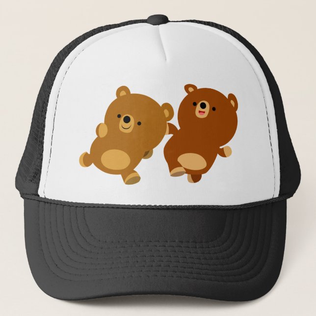 Cute Facetious Tecknad Bears Hat Truckerkeps (Framsida)