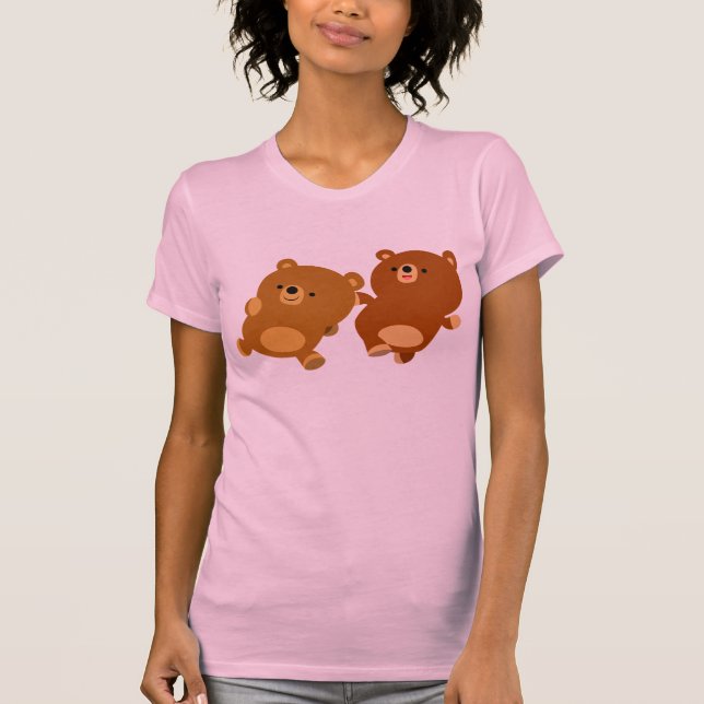 Cute Facetious Tecknad Bears Kvinnor T-Shirt (Framsida)