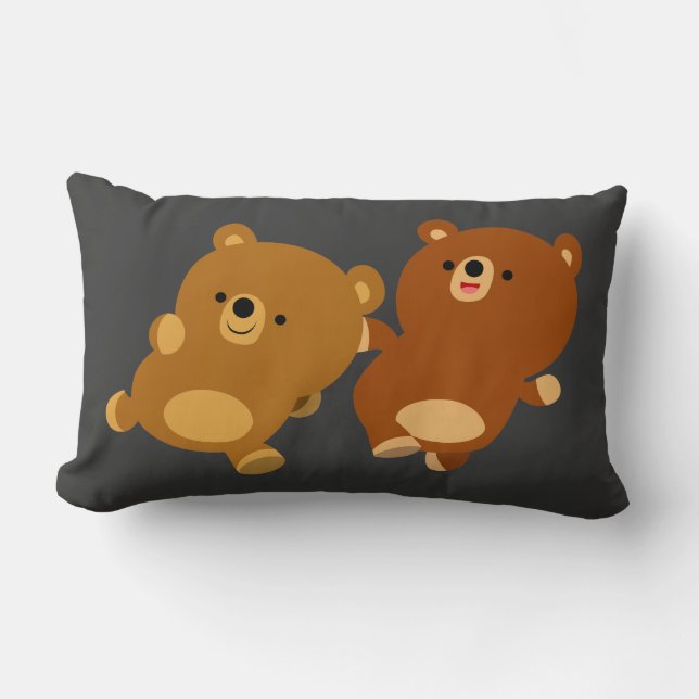 Cute Facetious Tecknad Bears Pillow Lumbarkudde (Framsida)
