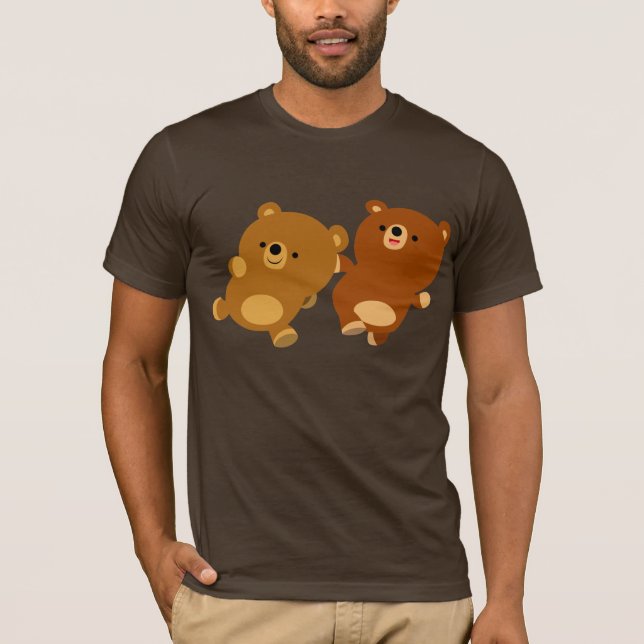 Cute Facetious Tecknad Bears T-Shirt (Framsida)