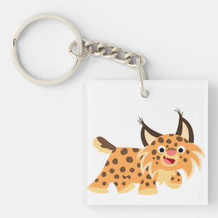 Cute Facetious Tecknad Bobcat Acrylic Keychain