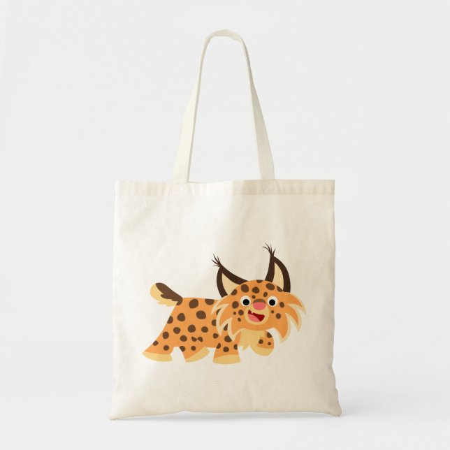 Cute Facetious Tecknad Bobcat Bag Tygkasse (Framsidan)