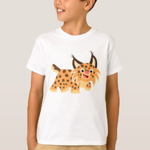 Cute Facetious Tecknad Bobcat Children T-Shirt