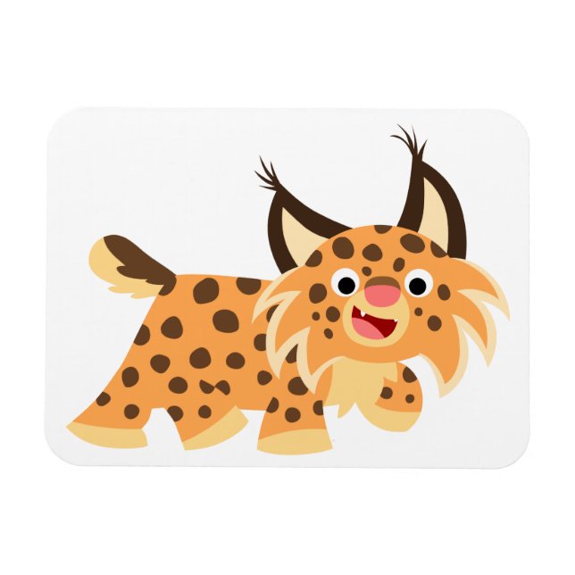 Cute Facetious Tecknad Bobcat Flexible Magnet (Horisontell)