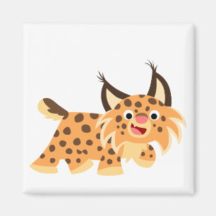 Cute Facetious Tecknad Bobcat Magnet